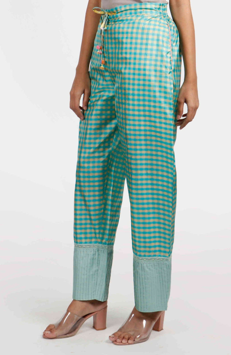 Bagaan Woven Checks Silk Pants