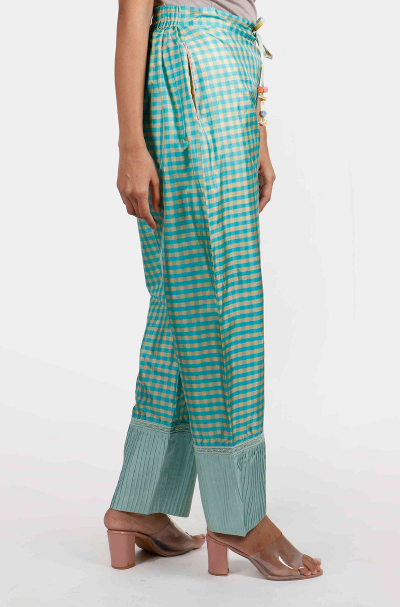 Bagaan Woven Checks Silk Pants