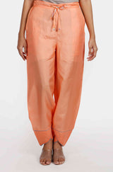 Kesar Orange Tulip Silk Pants