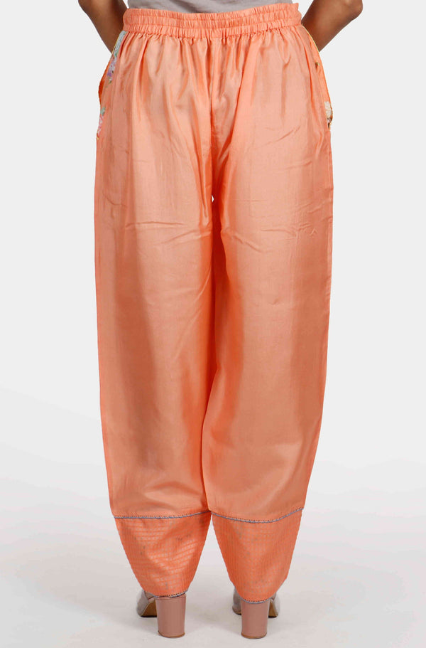 Kesar Orange Tulip Silk Pants