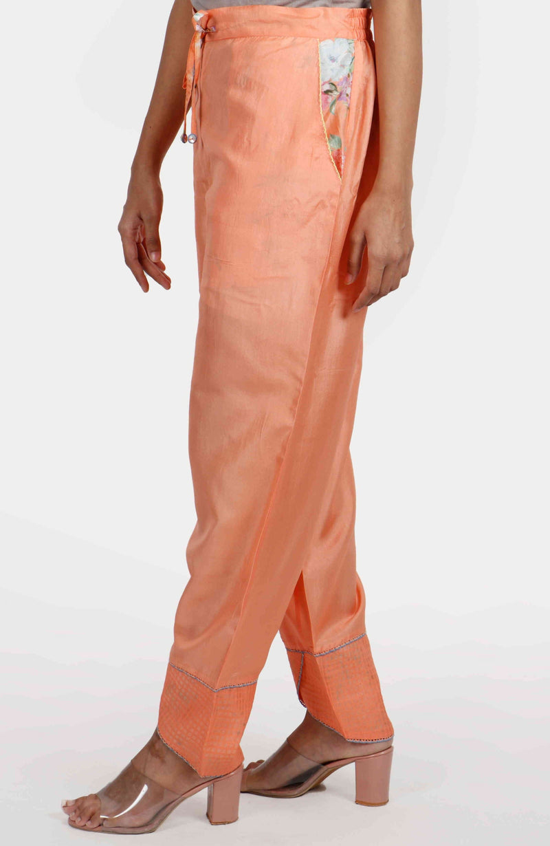 Kesar Orange Tulip Silk Pants