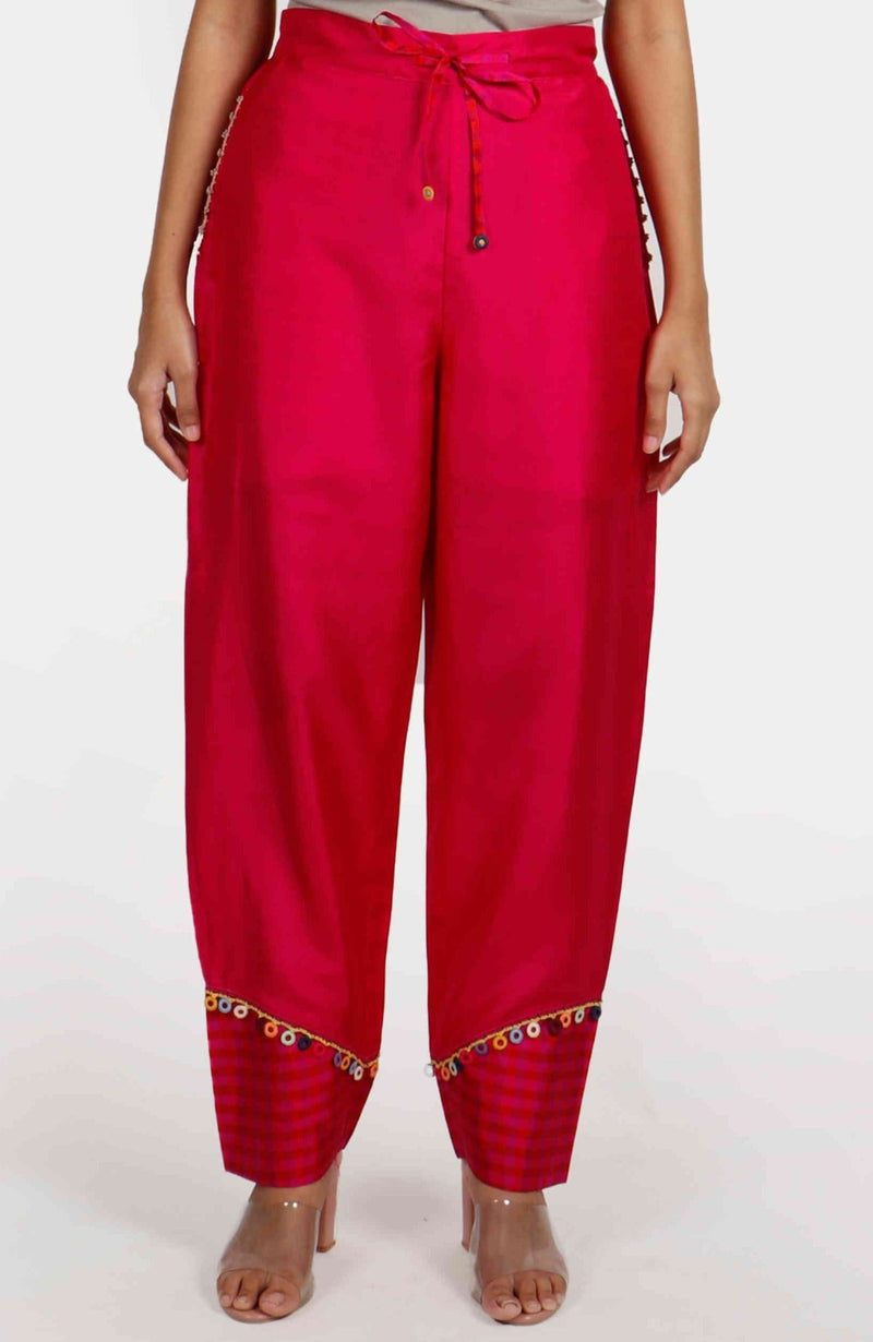 Kamal Hot Pink Silk Pants