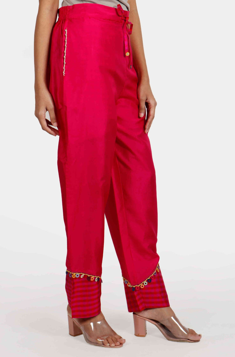 Kamal Hot Pink Silk Pants