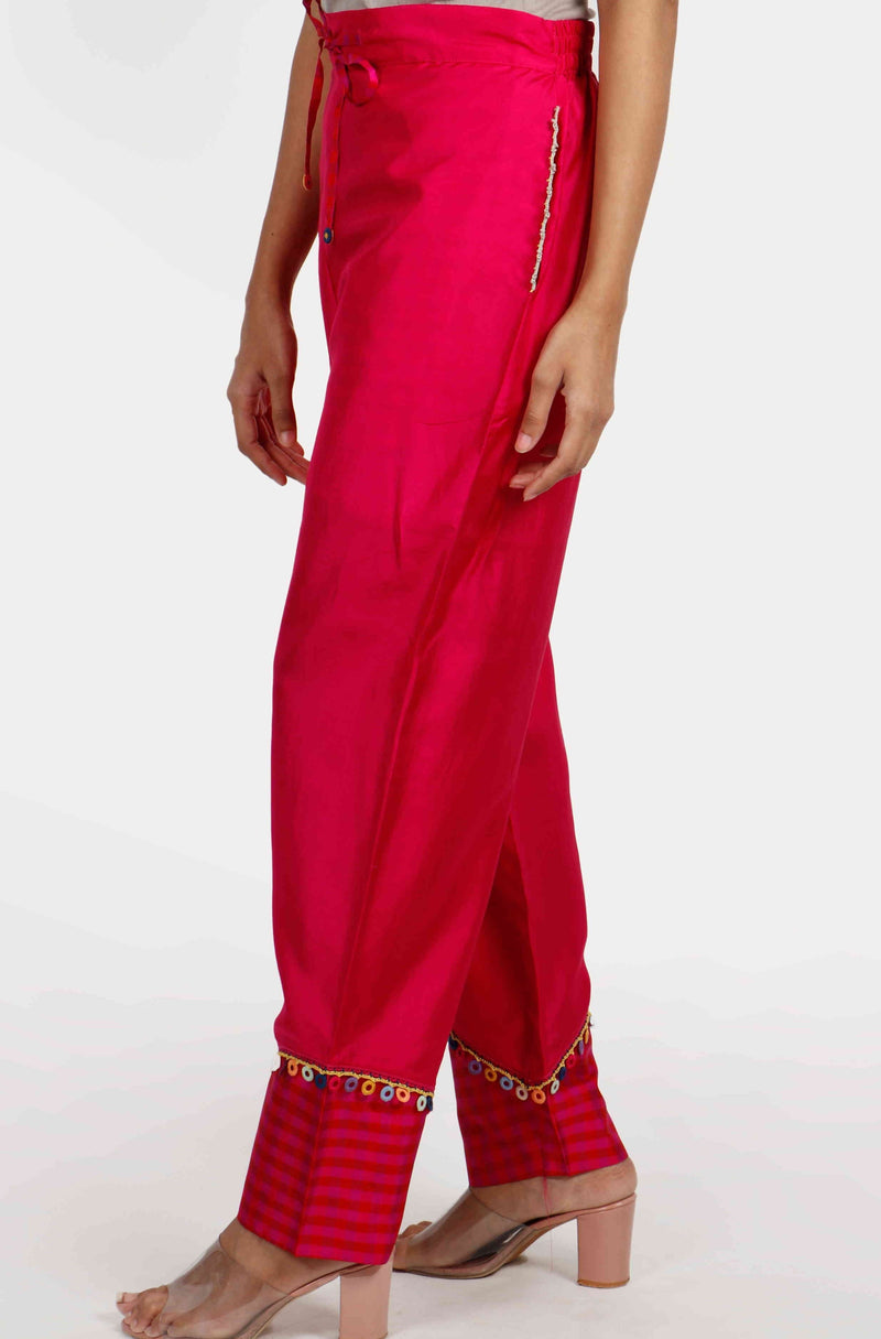 Kamal Hot Pink Silk Pants