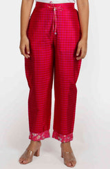 Rani Pink Woven Checks Pants