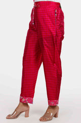 Rani Pink Woven Checks Pants