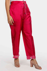 Rani Pink Woven Checks Pants