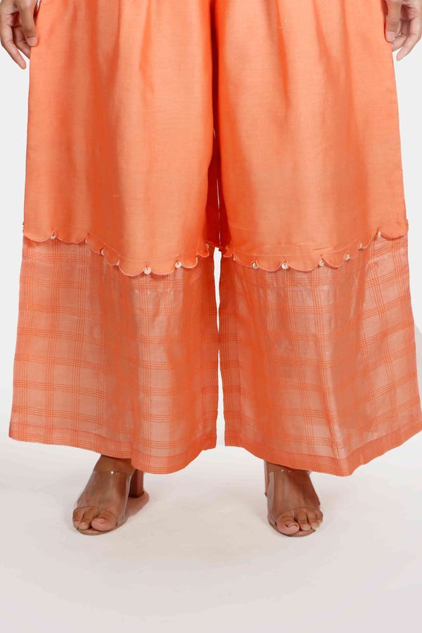 Kesar Orange Chanderi Silk Palazzo