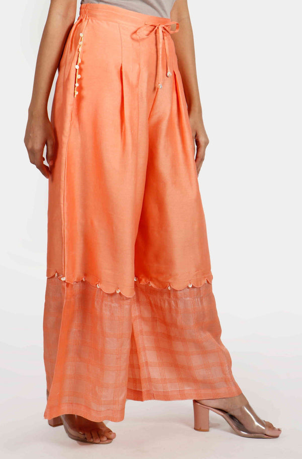 Kesar Orange Chanderi Silk Palazzo